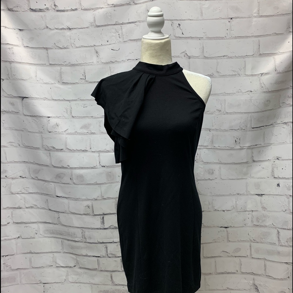 Crystal Doll Juniors One Ruffle Shoulder Dress